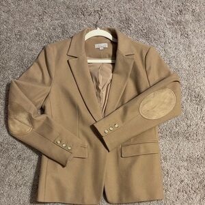 Tan Women's Blazer with Elbow Patches